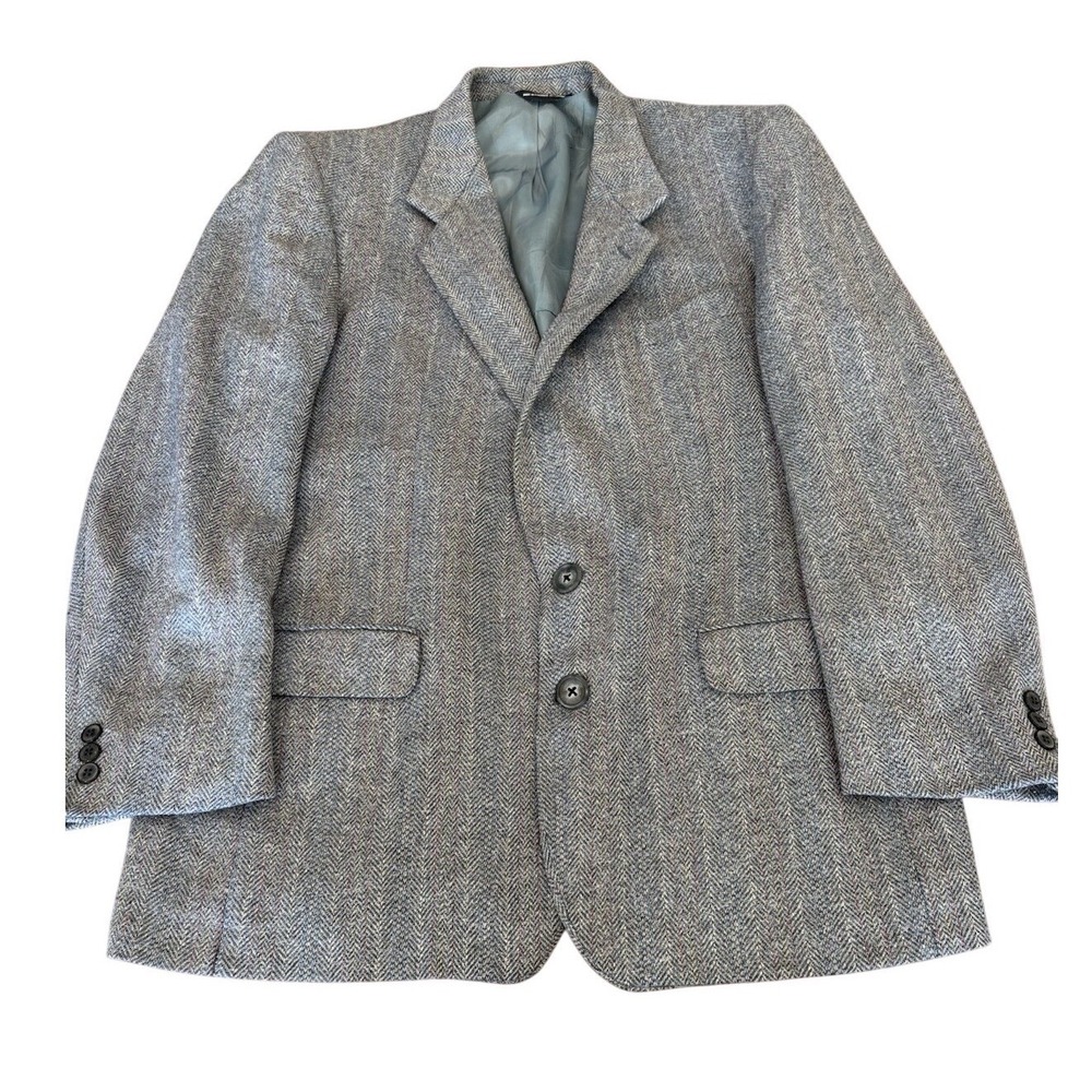 Charter Club,‎ Gardiner Of Scotland Wool-silk 44 regular suit jacket blue tweed